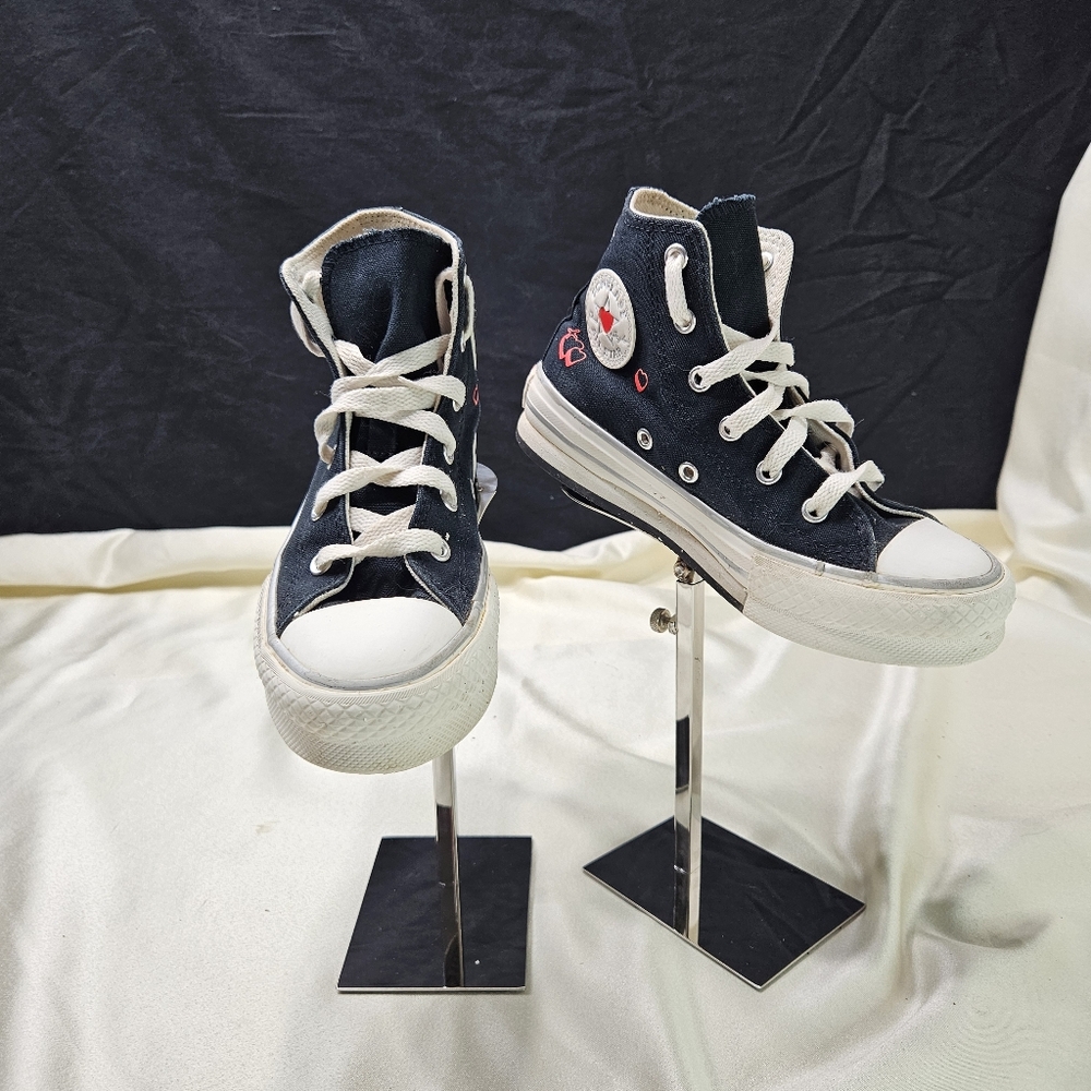 Converse Chuck Taylor All Star EVA Lift Platform High Y2K Heart Black Youth Sz 1